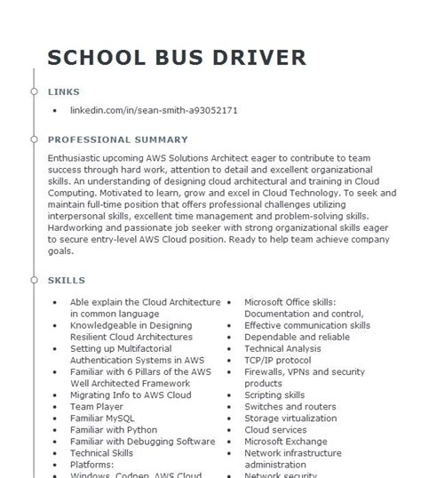 School Bus Driver Resume Example