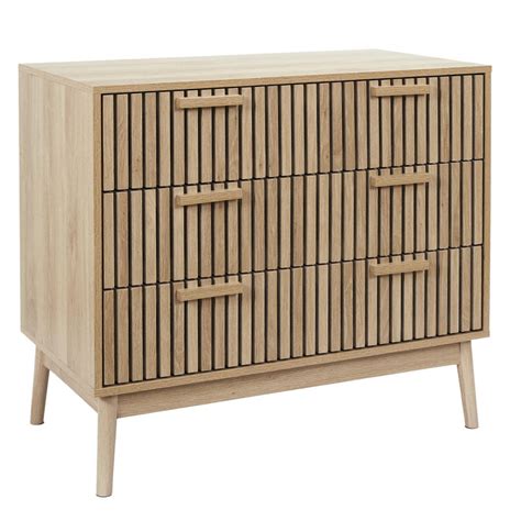 PAJAN Commode 3 Tiroirs Effet Bois Avec Tasseaux Altobuy Fr