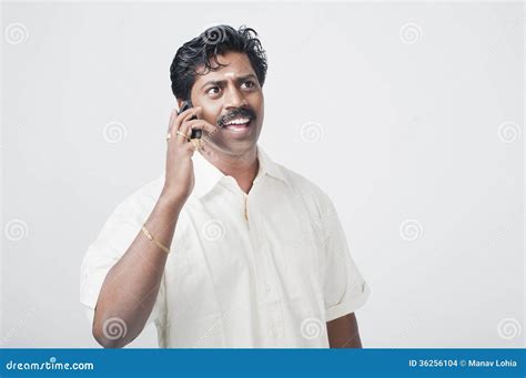 South Indian Man Talking On A Mobile Phone Stock Photo Image Of