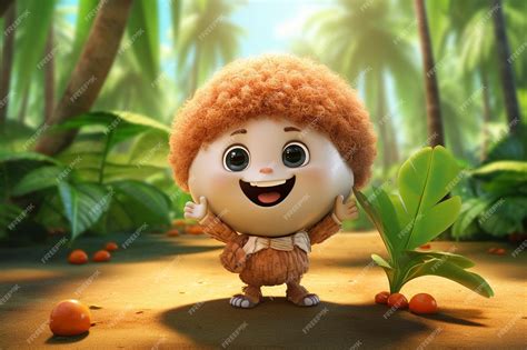 Premium Photo | Coconut animated cartoon