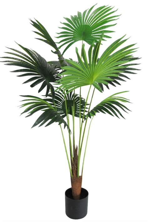 5ft Real Touch Artificial Palm Tree In Black Pot Fake Faux Large Fan