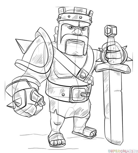 How To Draw Barbarian King From Clash Of Clans Step By Step Drawing Tutorials