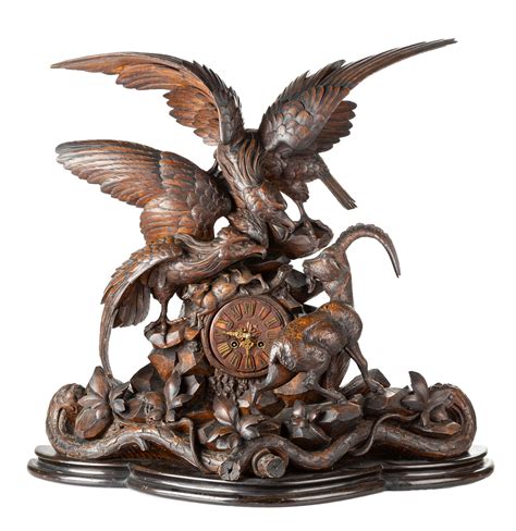 Monumental Black Forest Mantel Clock Cottone Auctions