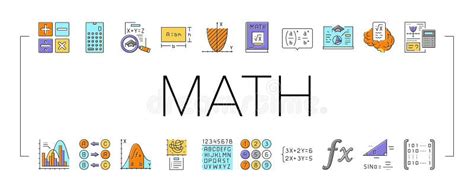 Math Education School Science Icons Set Vector Stock Vector