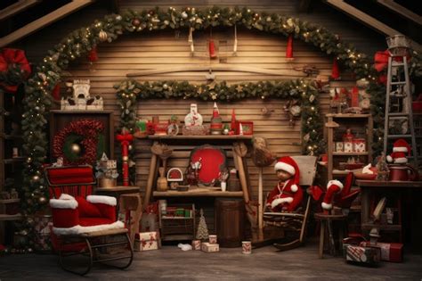 Premium Ai Image Santas Workshop Mockup Copy Space