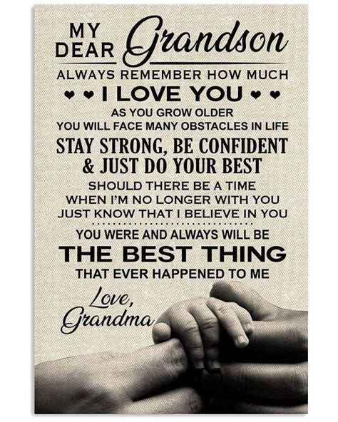 My Dear Grandson Always Remember How Much I Love You Family Poster , My ...