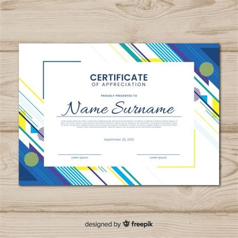 Creative Certificate Template With Abstract Shapes Free Vector Free