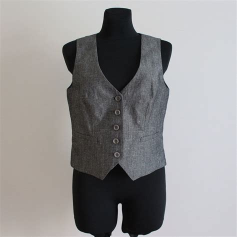 Grey Vest Linen Blend Vest Womens Gray Vest Linen Top Linen Waistcoat