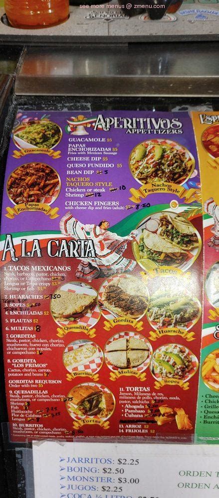 Menu at Taqueria Los Primos restaurant, Hoover, Lorna Rd APT 112