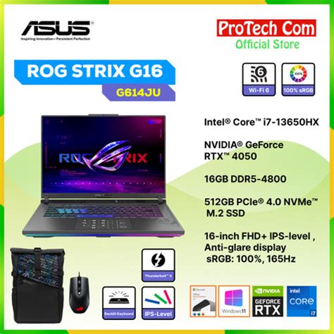 Promo Asus Rog Strix G16 G614ju I7 13650hx 16gb 512gb Rtx4050 6gb Ohs W11 Cicil 0 3x Jakarta