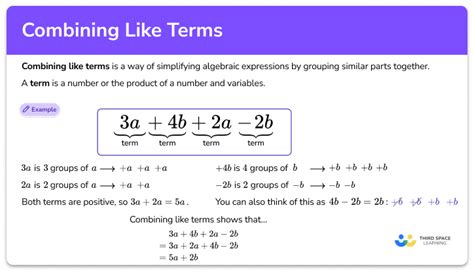 Simplify Algebraic Expression Combine Like Terms Worksheet