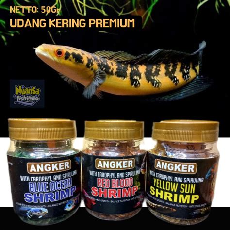 Jual UDANG KERING SUPER PREMIUM PAKAN CHANNA BLUE YELLOW RED