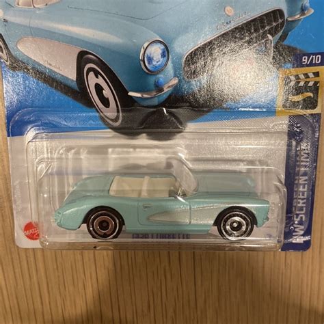 Mattel Toys Hot Wheels Barbie Movie Corvette Hw Screen Time Collection Blue Car