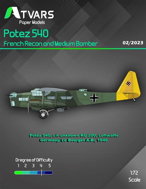 Potez Luftwaffe Paper Model Ecardmodels