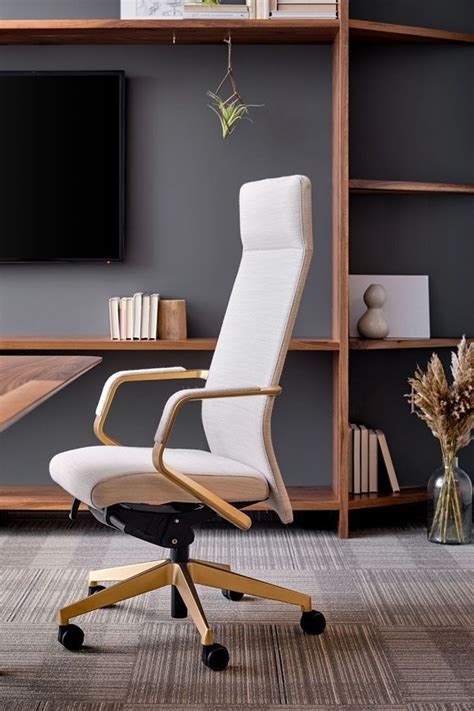 white leather office chair modern | black and wood bookshelf | OFS ...