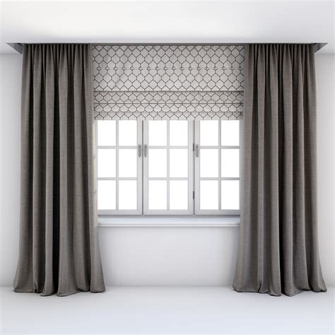 Contemporary Curtains Roman Blinds 3d Turbosquid 1200516