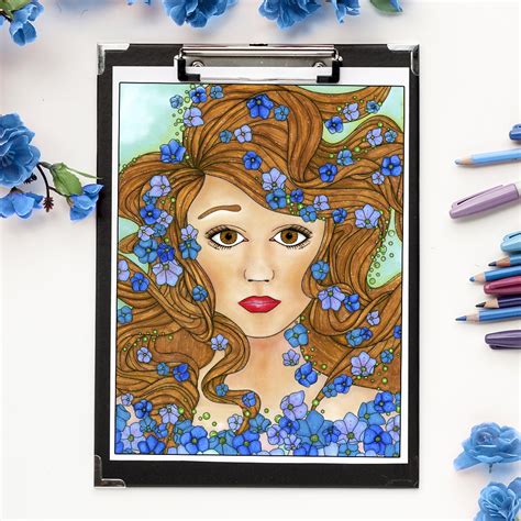 Ocean Girl Coloring Page Sarah Renae Clark Coloring Book Artist And