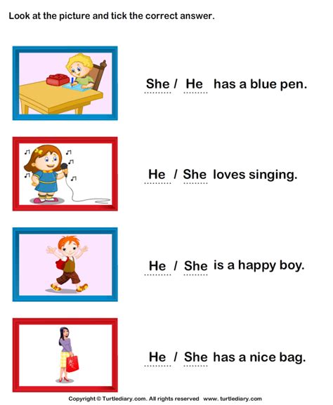 He She It Worksheet For Kindergarten