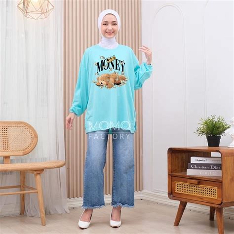 Jual Momo Oversize Atasan Jumbo Lengan Panjang Karet Ld Cm