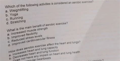 Which Of The Following Activities Is Considered An Aerobic Exercisea W
