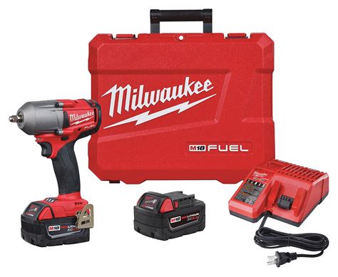 MILWAUKEE 3/8" Cordless Impact Wrench Kit, 18.0 Voltage, 600 ft.-lb ...