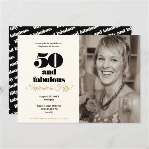 50 And Fabulous Fiftieth Birthday Modern Gold Invitation Zazzle