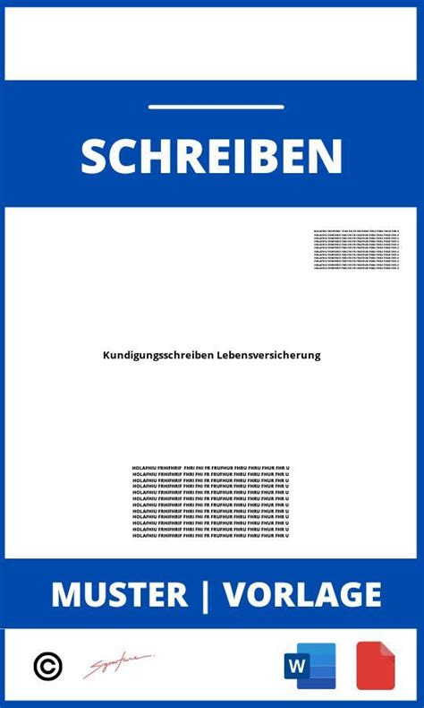 K Ndigungsschreiben Lebensversicherung Muster Vorlage