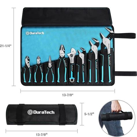 DURATECH 8 Pieces Pliers Set P With Rolling Pouch Remium Cr V Cr Ni