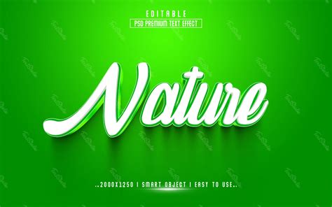 Naturaleza Verde Cursiva 3d Efecto De Texto Archivo PSD Photoshop PREMIUM