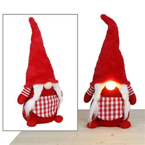 Weihnachts Wichtel Frau Mit Leuchtender LED Nase 56cm Rot Von Thomas