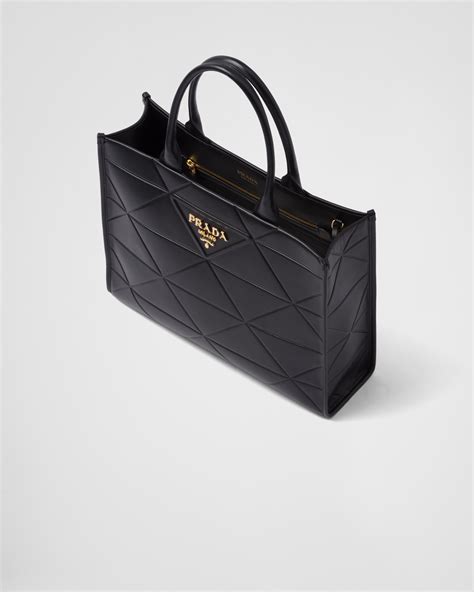 Black Large Leather Prada Symbole Bag With Topstitching PRADA