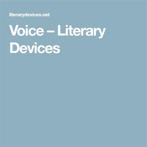 Voice Literary Devices Literary Devices Language Forms The Voice