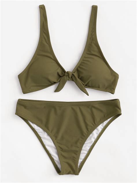 Shop Knot Front Bikini Set Online SheIn Offers Knot Front Bikini Set