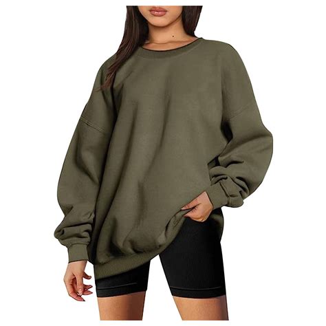 Blvb Women S Oversized Long Sleeve Crew Neck Sweatshirts Casual Solid Color Pullover Tops For