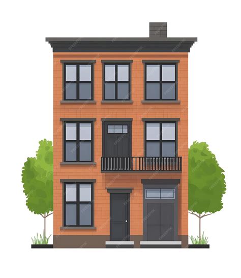 Brick Building with Black Windows and Doors | Premium AI-generated image