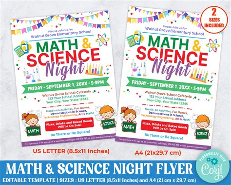 DIY Math and Science Night Flyer | Mathematics and Science Fundraiser Flyer - Posh Park