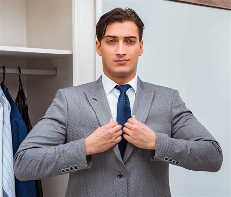 Businessman Dressing Up For Work Stock Photo Image Of Dressing