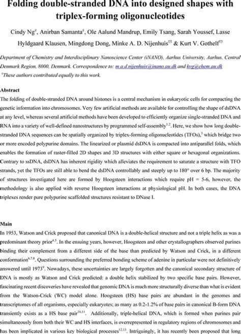 Folding Double Stranded Dna Into Designed Shapes With Triplex Forming