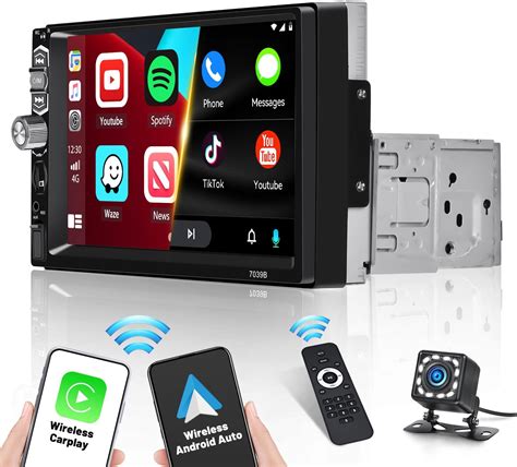 Hikity Radio Coche 1 DIN Wireless Carplay Android Auto Con Pantalla 7