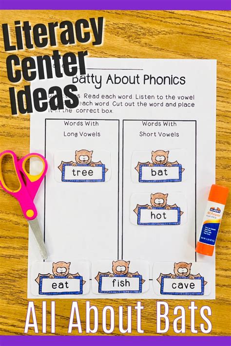 Bat Activities For Primary Students Literacy Center Ideas Phonics Cut