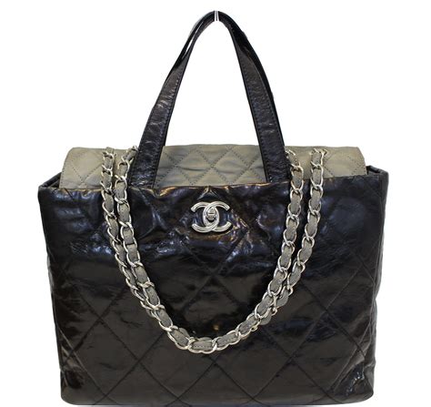 Chanel Tote Bag Black Leather 2 Way For Women