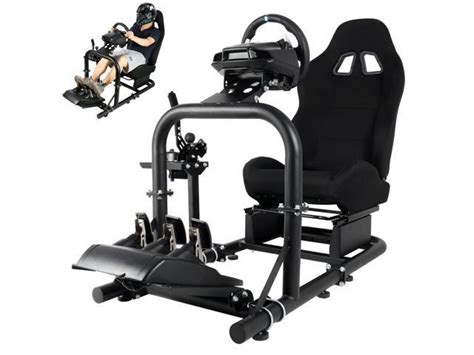 Racing Simulator Cockpit Frame With Real Blackseat Racing Wheel Stand Fits Logitech G923 G29