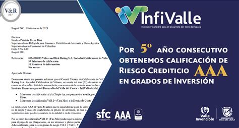 Por quinto año consecutivo Infivalle mantiene calificación AAA