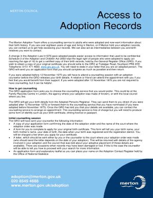 Fillable Online Merton Gov Access To Adoption Records Merton Council