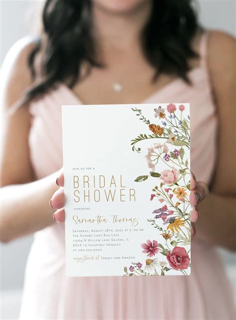 Boho Bridal Shower Invitation Bohemian Invitation Wildflower Etsy