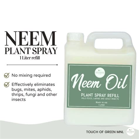 1 Liter Refill Neem Oil Plant Spray Ready To Use Control Aphids Bugs