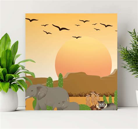 African animals in the wild wall canvas for home - TenStickers