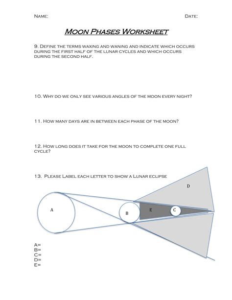 Moon Phases Worksheet 2