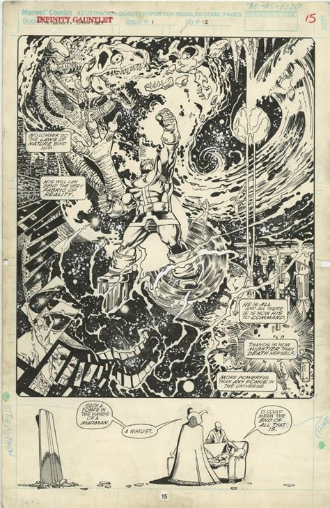 INFINITY GAUNTLET 1 SPLASH PAGE 1991 GEORGE PEREZ THANOS