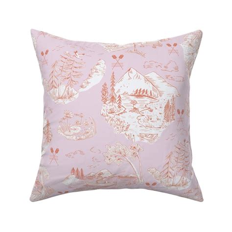 Pink Lake Life In Toile De Jouy Cozy Fabric Spoonflower